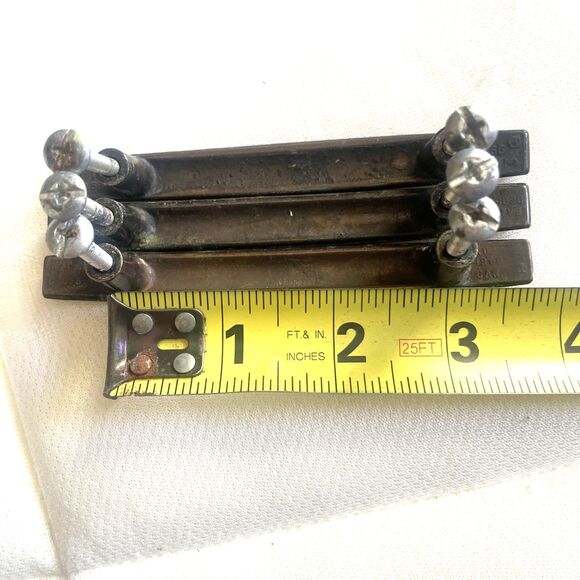 Mid Century Drawer Pulls 3" Bronze Gold Brass Set 3pcs Filigree Scrolls Handles - Picture 5 of 7